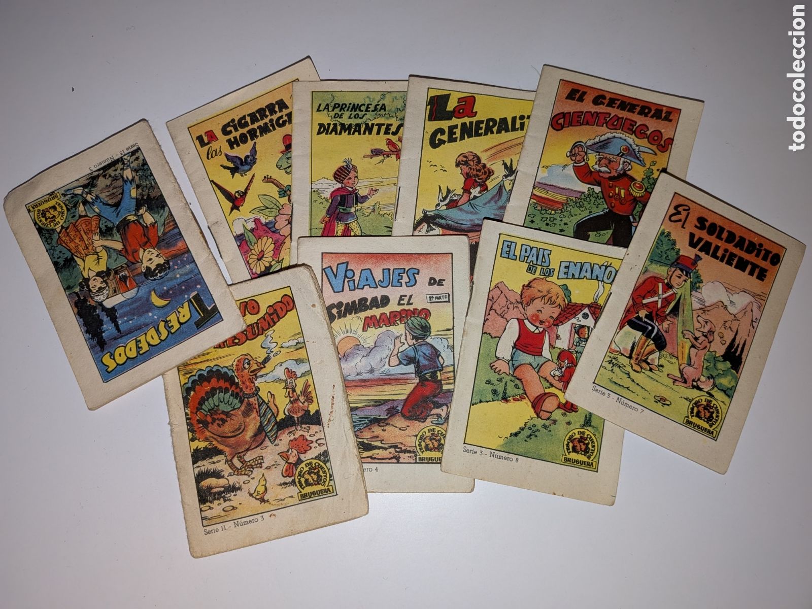 Libros antiguos: Conjunto de 9 mini cuantos infantiles colecci&oacute;n tesoro de cuentos Bruguera