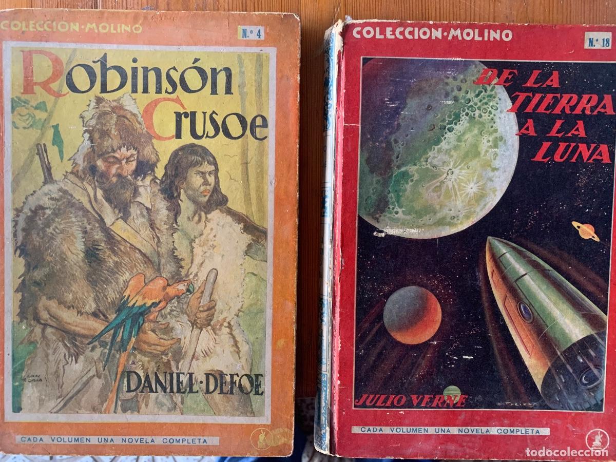 Libros antiguos: Lote de dos libros de Colecci&oacute;n Molino. Robinsonianamente Crusoe y De la tierra a la luna.(Bols 41)