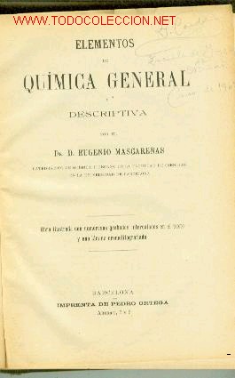 Libros antiguos: Elementos de QUIMICA GENERAL Y DESCRIPTIVA (Barcelona, 1903) - Foto 1