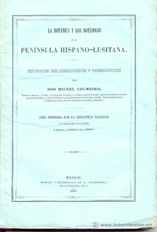 Libros antiguos: LA BOTANICA Y LOS BOTANICOS DE LA PEN&Iacute;NSULA HISPANO LUSITANA - Foto 1