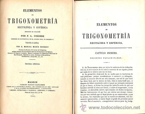 Libros antiguos: ELEMENTOS DE TRIGONOMETR&Iacute;A &ndash; A&ntilde;o 1884 - Foto 2