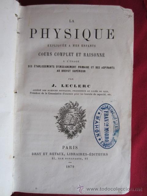 Libros antiguos: LA FISICA - 1879 - Foto 3