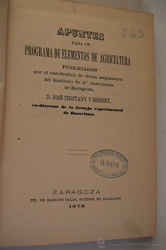 Libros antiguos: APUNTES PARA UN PROGRAMA DE ELEMENTOS DE AGRICULTURA - Foto 2