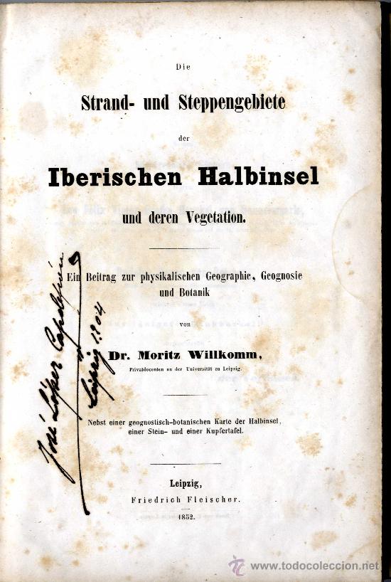 Libros antiguos: STRAND UND STEPPENGEBIETE IBERISCHEN HALBINSEL  W. MORITZ 1.852 - Foto 1