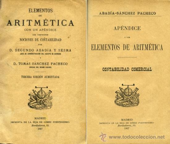 Antiquarische B&uuml;cher: Elementos de Aritm&eacute;tica y Ap&eacute;ndice a los Elementos de Aritm&eacute;tica: Contabilidad Comercial