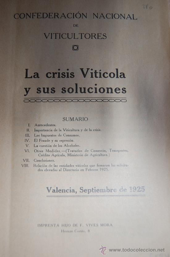 Libros antiguos: LA CRISIS VITICOLA Y SUS SOLUCIONES - Foto 2
