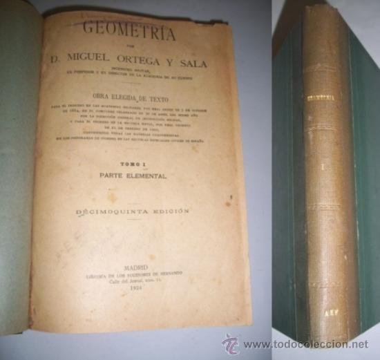 Libros antiguos: ORTEGA Y SALA, Miguel. Geometr&iacute;a - Foto 1