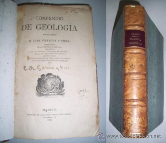 Libros antiguos: VILANOVA Y PIERA, Juan. Compendio de Geolog&iacute;a - Foto 1