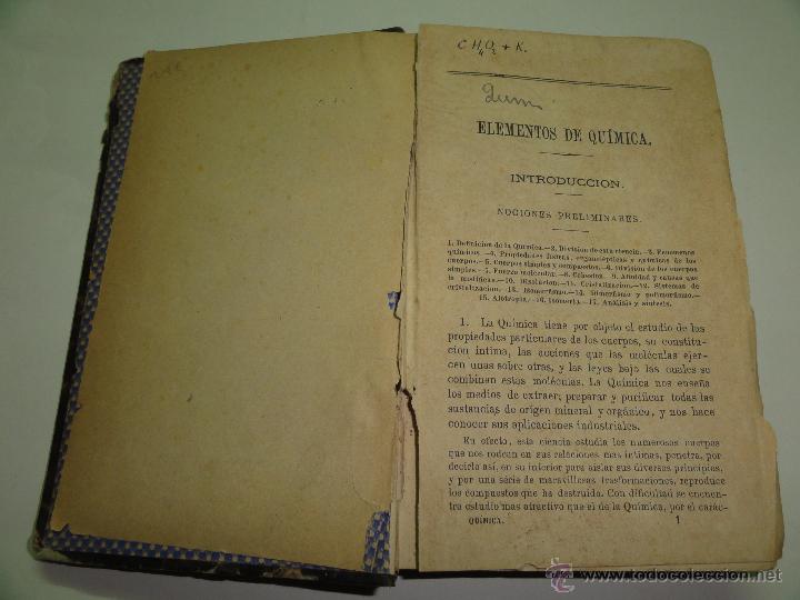 Libros antiguos: ELEMENTOS DE QU&Iacute;MICA - M. RAMOS - Foto 3