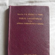 Libros antiguos: TABLAS LOGARITMICAS PARA QUIMICOS FARMACEUTICOS Y MEDICOS POR F.W. KUSTER Y A. THIEL. Lote 43752851