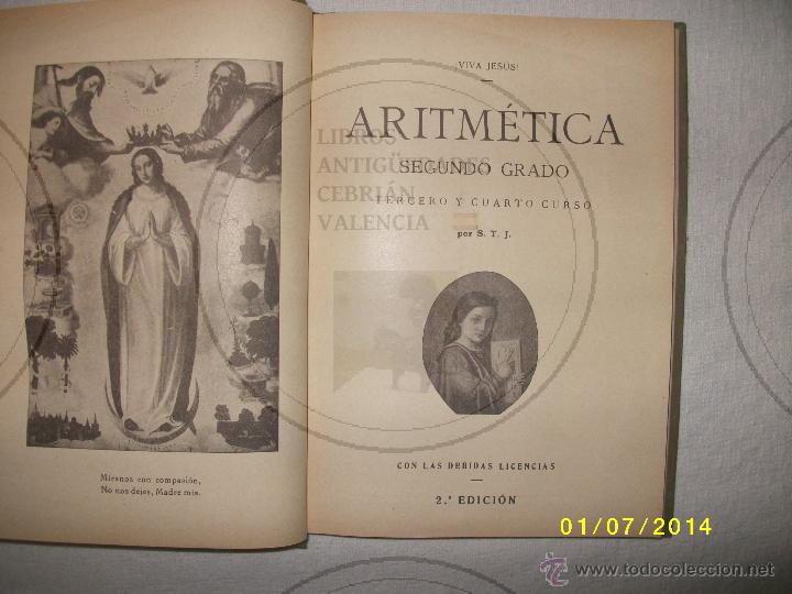 Libros antiguos: ARITMETICA SEGUNDO GRADO TERCERO Y CUARTO CURSOS - Foto 3