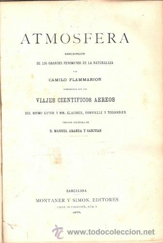 Libros antiguos: LA ATM&Oacute;SFERA &ndash; A&ntilde;o 1875 - Foto 2