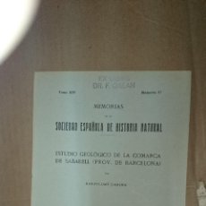 Libros antiguos: 1931 - ESTUDIO GEOLOGICO DE LA COMARCA DE SABADELL BARCELONA - DARDER, BARTOLOMÉ
