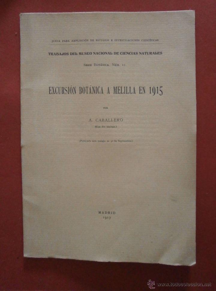 Libros antiguos: Excursi&oacute;n Bot&aacute;nica a Melilla en 1915. A. Caballero - Foto 1