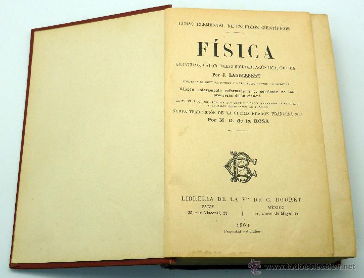 Libros antiguos: F&iacute;sica J Langlebert Librer&iacute;a Viuda CH Bouret 1908 - Foto 3