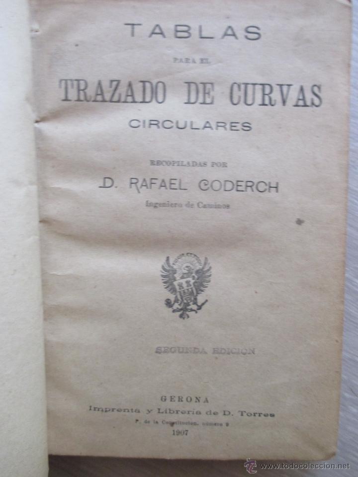 Libros antiguos: RAFAEL CODERCH TRAZADO DE CURVAS CIRCULARES GERONA 1907. - Foto 2