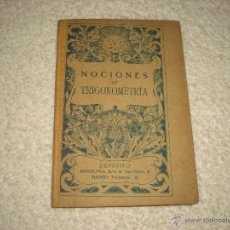 Libros antiguos: NOCIONES DE TRIGONOMETRIA . BRUNO . PRIMERA EDICION