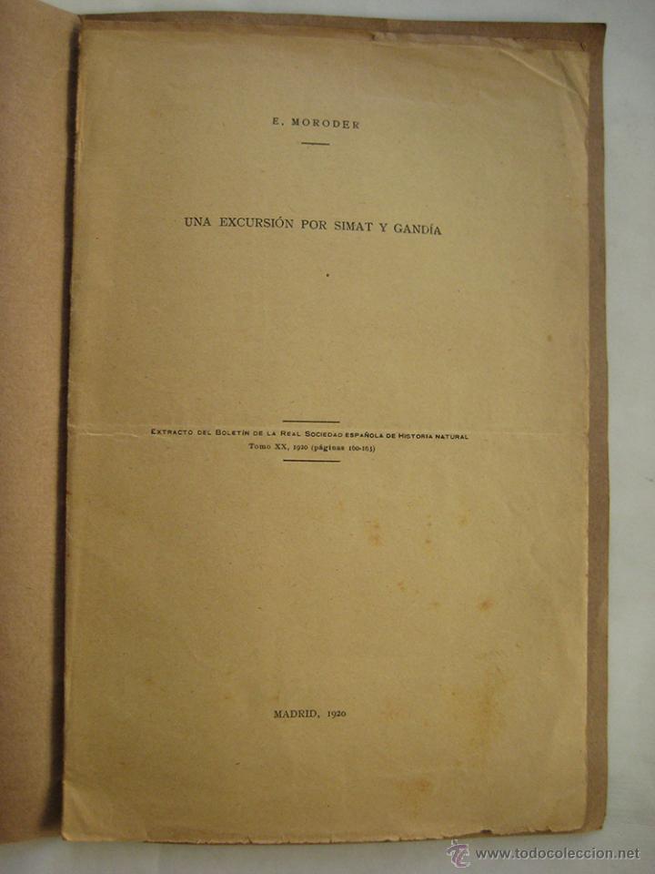 Libros antiguos: UNA EXCURSI&Oacute;N POR SIMAT Y GAND&Iacute;A. MORODER E. 1920 - Foto 1