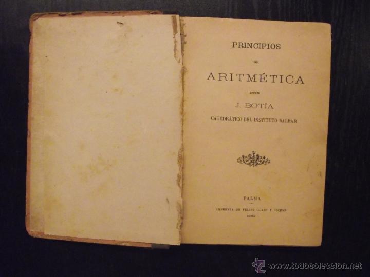 Libros antiguos: PRINCIPIOS DE ARITMETICA, JOAQUIN BOTIA, 1892 - Foto 1
