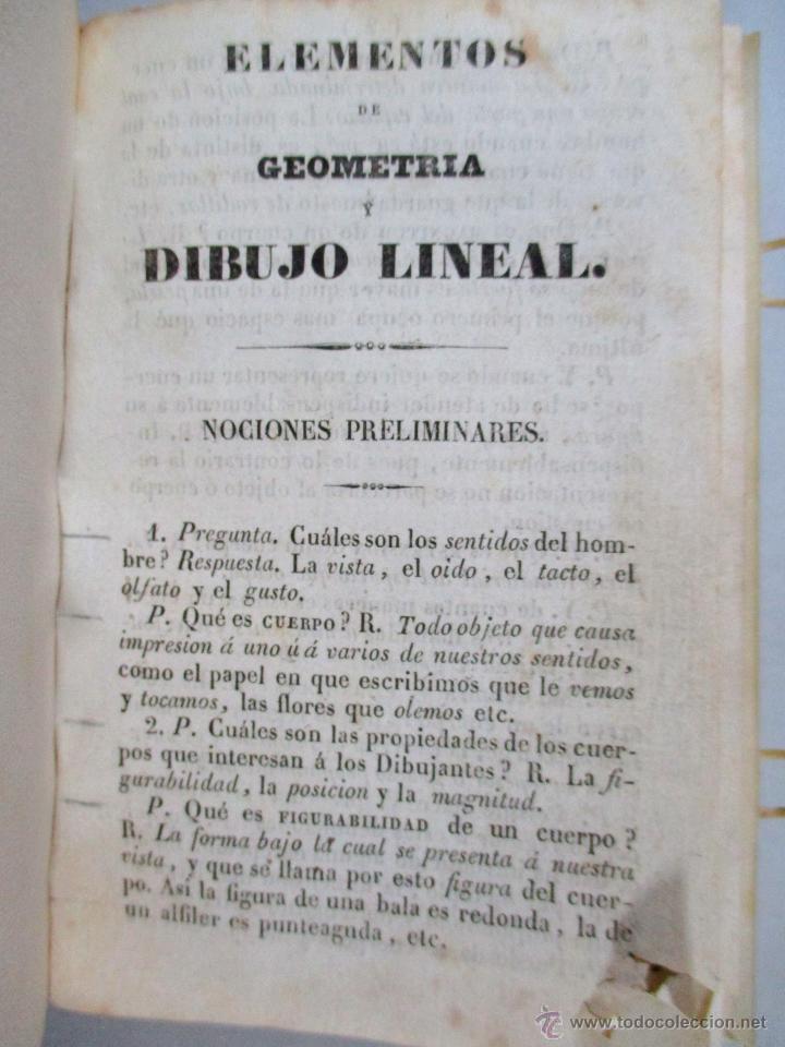 Libros antiguos: ELEMENTOS DE GEOMETR&Iacute;A Y DIBUJO LINEAL , LIBRO ANTIGUO - Foto 2