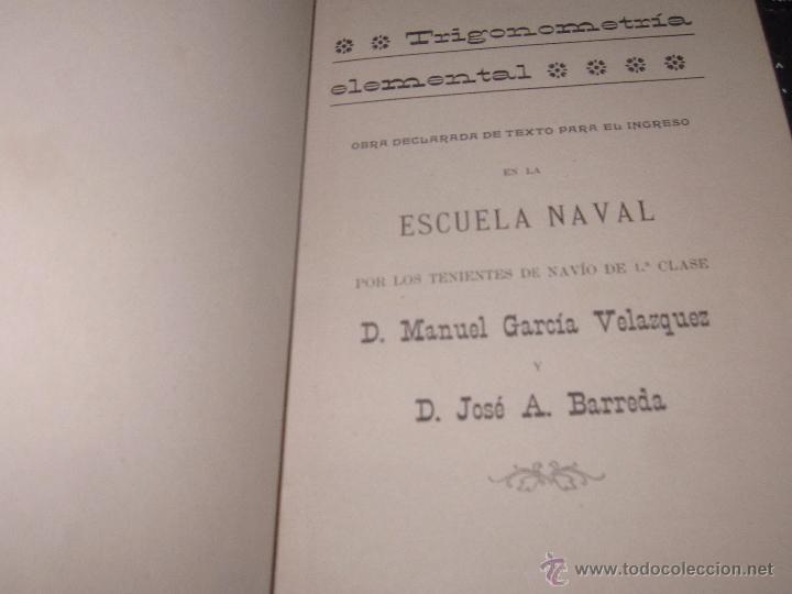 Libros antiguos: TRIGONOMETR&Iacute;A ELEMENTAL  VV.AA A&Ntilde;OS 30 - Foto 2