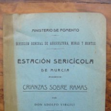 Libros antiguos: ESTACIÓN SERICÍCOLA DE MURCIA. CRIANZAS SOBRE RAMAS. ADOLFO VIRGILI. MURCIA, 1915. 