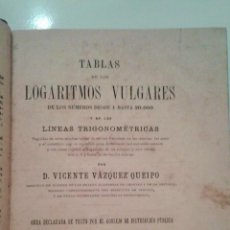 Libros antiguos: LIBRO. TABLAS DE LOS LOGARITMOS VULGARES. VICENTE VAZQUEZ QUEIPO. Lote 53828033