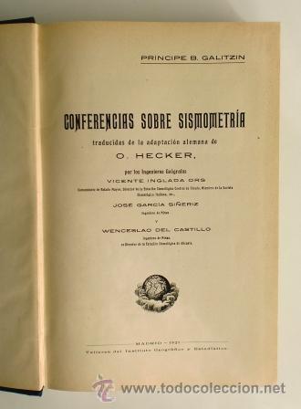Libros antiguos: CONFERENCIAS SOBRE SISMOMETR&Iacute;A (1921) - Foto 1
