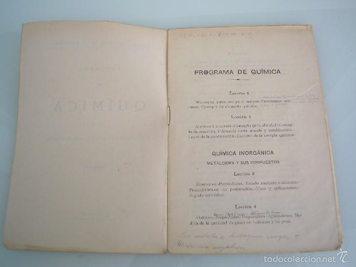 Libros antiguos: Programa de Qu&iacute;mica - Instituto Nacional de 2&ordf; Ense&ntilde;anza - Santander 1933 - Foto 4