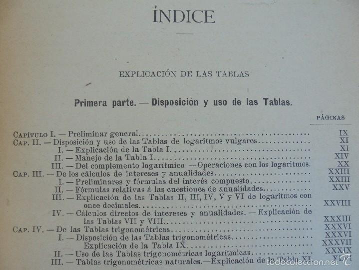 Libros antiguos: TABLAS DE LOGARITMOS TRIGONOMETRIAS Y DE CALCULOS DE INTERES. EUSEBIO SANCHEZ RAMOS. 1926. - Foto 9