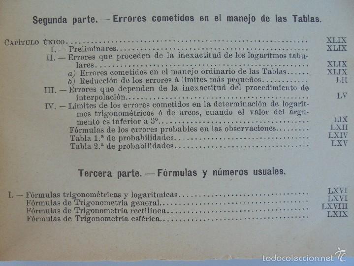 Libros antiguos: TABLAS DE LOGARITMOS TRIGONOMETRIAS Y DE CALCULOS DE INTERES. EUSEBIO SANCHEZ RAMOS. 1926. - Foto 10