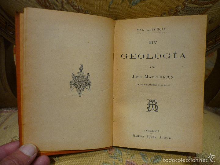 Libros antiguos: GEOLOG&Iacute;A, DE JOSE MACPHERSON. MANUALES SOLER N&ordm; XIV. - Foto 3