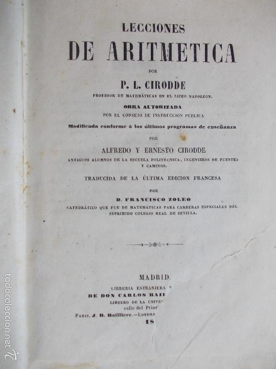 Libros antiguos: Lecciones de aritm&eacute;tica sigloXIX - Foto 2