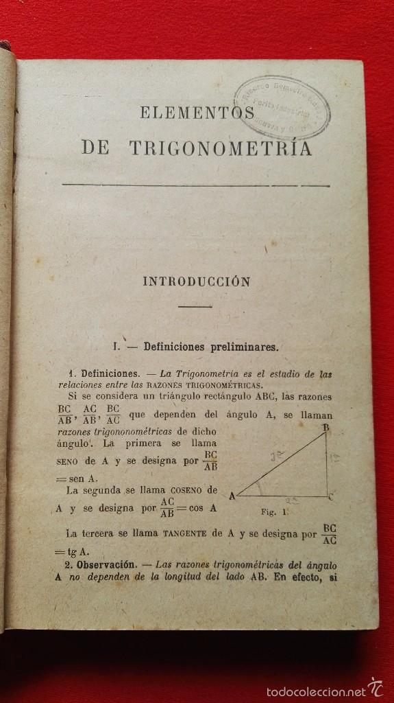 Libros antiguos: ELEMENTOS DE TRIGONOMETRIA-G.M.BRU&Ntilde;O-5&ordm;EDICION.1928 - Foto 5