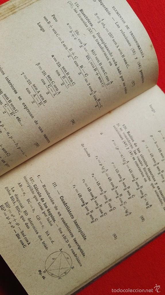 Libros antiguos: ELEMENTOS DE TRIGONOMETRIA-G.M.BRU&Ntilde;O-5&ordm;EDICION.1928 - Foto 7