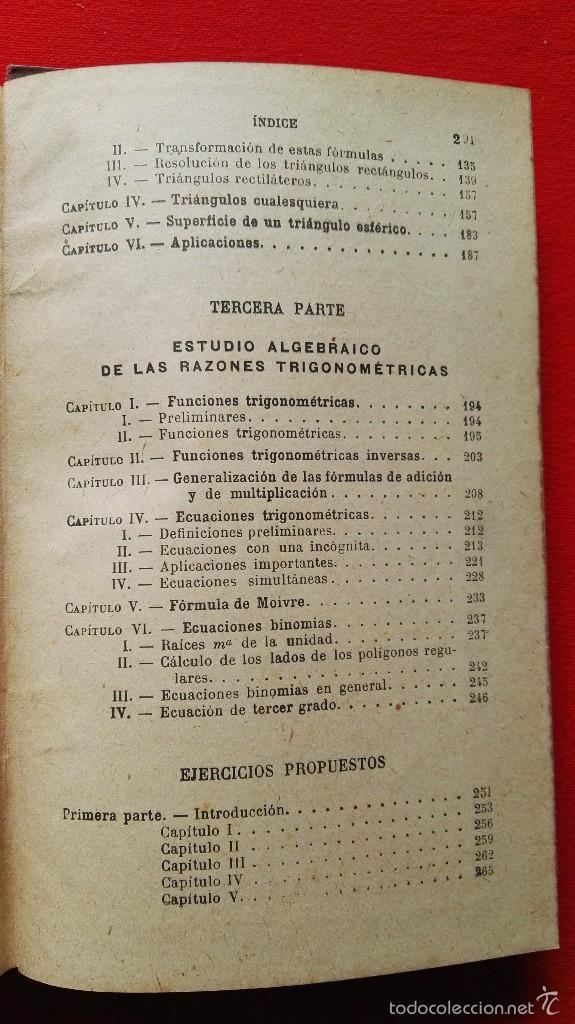 Libros antiguos: ELEMENTOS DE TRIGONOMETRIA-G.M.BRU&Ntilde;O-5&ordm;EDICION.1928 - Foto 13