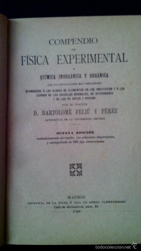 Libros antiguos: Compendio de fisica experimental - Foto 2