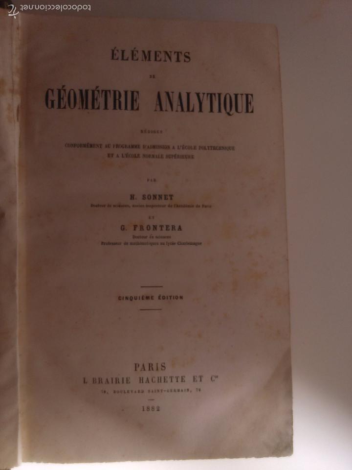 Libros antiguos: Elements de Geometrie analytique. H. Sonnet et G. Frontera - Foto 1