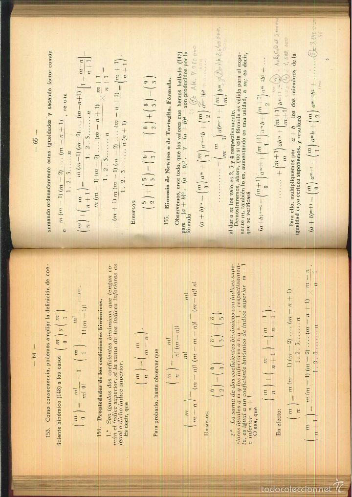 Libros antiguos: ELEMENTOS DE &Aacute;LGEBRA. Benigno Baratech Montes - Foto 4