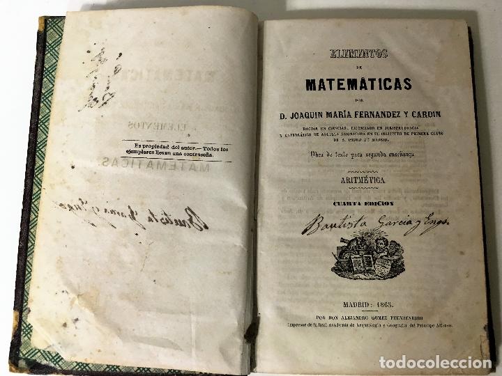 Libros antiguos: ELEMENTOS DE MATEMATICAS  ARITMETICA 1865 - Foto 4