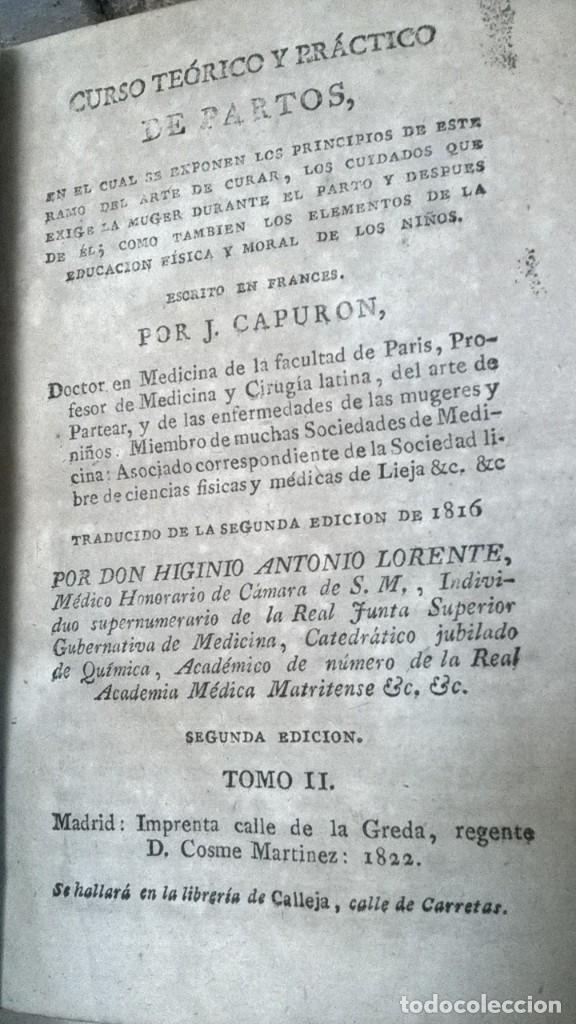 Libros antiguos: CURSO TE&Oacute;RICO Y PRACTICO DE PARTOS - CAPURON - TOMO II - 1822 - Foto 3