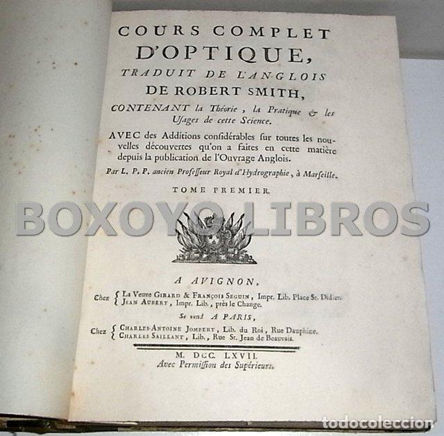 Libros antiguos: Cours complet DOptique, traduit de langlois de Robert Smith. 1767 - Foto 2