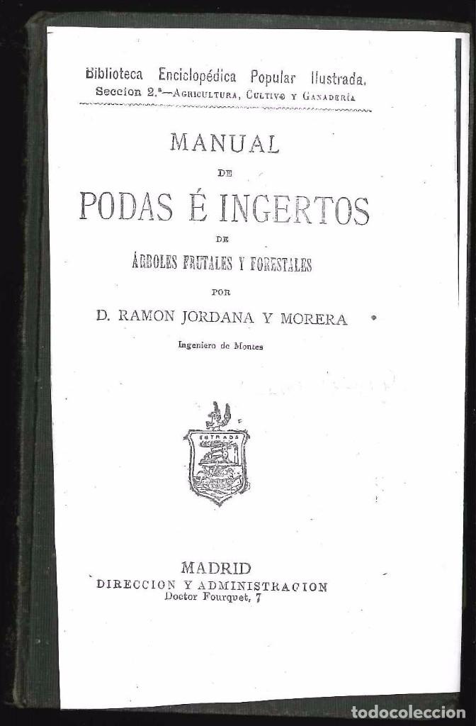 Libros antiguos: MANUAL DE PODAS E INGERTOS A&Ntilde;O 1880 - Foto 1