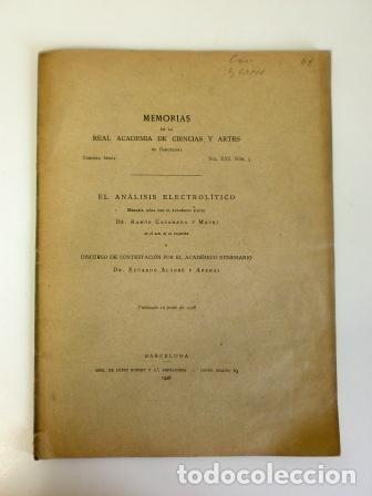 Libri antichi: EL AN&Aacute;LISIS ELECTROL&Iacute;TICO (1928).- RAM&Oacute;N CASAMADA Y MAUR&Iacute;