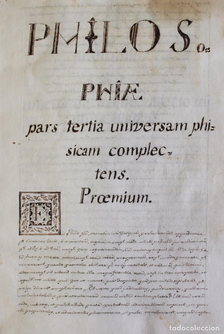 Old books: MANUSCRITO S. XVIII. PHILOSOPHIAE PARS TERTIA UNIVERSAM PHISICAM COMPLECTENS.