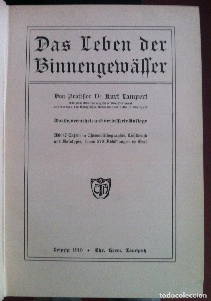 Libros antiguos: Kurt Lampert. Das Leben der Binnengew&auml;sser. 1910 - Foto 2