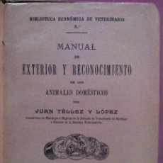 Libros antiguos: JUAN TÉLLEZ Y LÓPEZ. MANUAL DE EXTERIOR Y RECONOCIMIENTO DE LOS ANIMALES DOMÉSTICOS. 1904. Lote 90469624