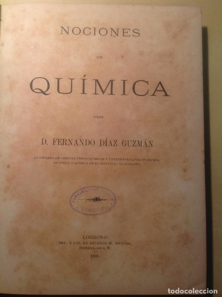 Libros antiguos: NOCIONES DE QUIMICA, DIAZ GUZMAN - Foto 2