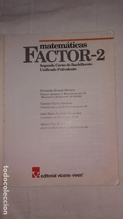 Libros antiguos: Libro Matem&aacute;ticas Segundo BUP - Foto 2