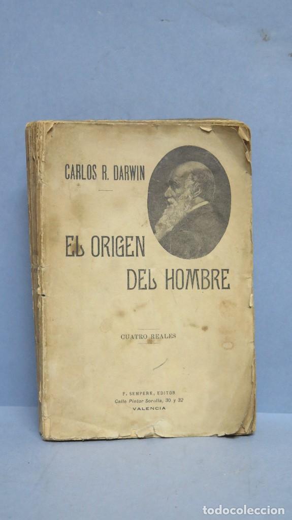Libros antiguos: EL ORIGEN DEL HOMBRE. CHARLES DARWIN. SEMPERE EDITOR - Foto 1